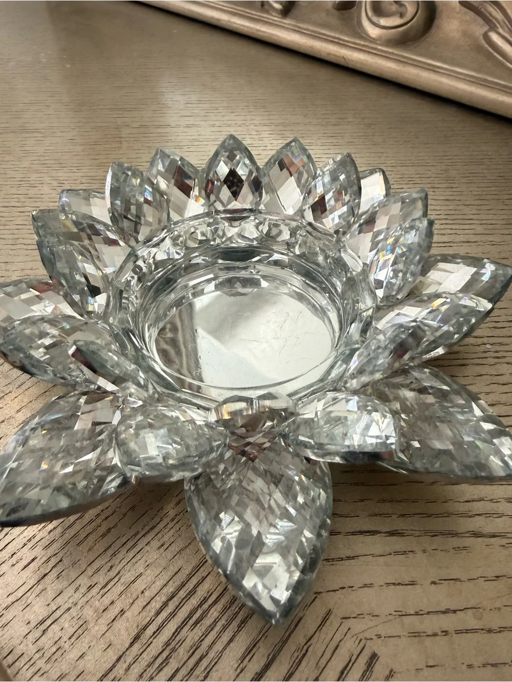 Crystal Lotus Tealight Candle Holder - Clear